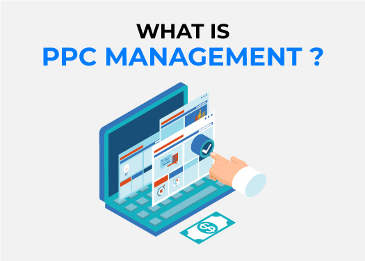 A laptop is displaying 3 sliders which are demonstrating what is PPC management and its strategies