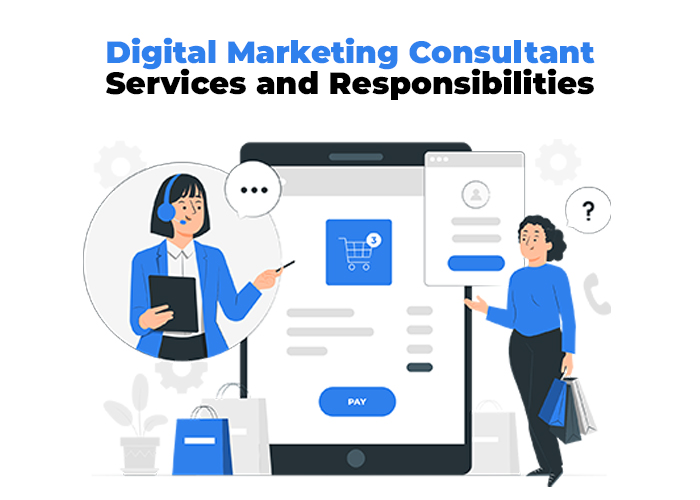 a female digital marketing consultant telling the services and responsibilities of marketing consultant