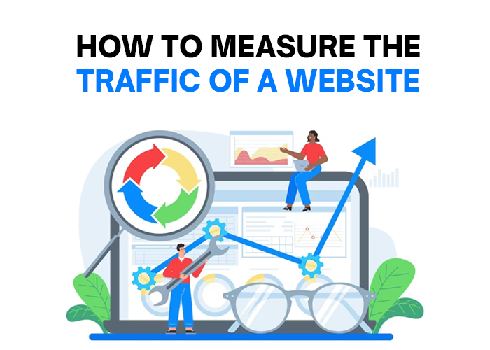 A man and woman analyzing how to measure the traffic of a website